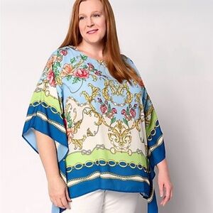 Belle by Kim Gravel High Status Poncho Top Marina Blue